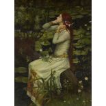 After John William Waterhouse RA, British 1849-1917- Ophelia; oil on panel, 40x30cm: together with