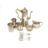 A silver cream jug, Sheffield, c.1894, Arthur Priestley & Co., the body of half lobed design to