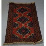 A Turkmen Soumak, 200cm x 120cm, together with two other Turkmen rugs (3)150