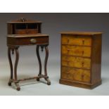 A Victorian mahogany and walnut chest of drawers, of diminutive proportions, with four graduated
