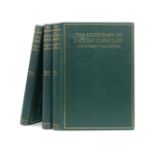 The Dictionary of English Furniture, Vol. 1-3, MCMXXIV, New York, in three green bound volumes,