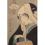 After Kitagawa Utamaro, Japanese 1753-1806, Love for a Street-walker, early 20th century, recarved