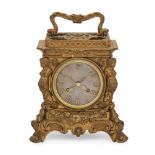 A French ormolu mantel clock, in the Louis XVI taste, 19th century, the case with an ornate carrying
