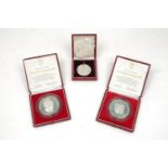 Two boxed 1972 Panama 20 Balboas coins, each accompanied by a certificate of authenticity and