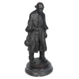 Kalman Beszedes, Hungarian, 1832-1893, a bronze model of a man in Hungarian Costume holding a