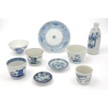 A large collection of Japanese blue and white porcelain, 19th/20th century, to include three sake