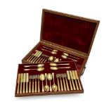 A boxed canteen of silver-gilt cutlery by Carrington & Co., London, the spoons hallmarked London,