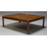 A George III style mahogany and brass inlaid coffee table, late 20th Century, the canted rectangular