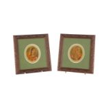 A pair of Indian oval portraits of a Noble lady and gentleman, late 19th century, seated in