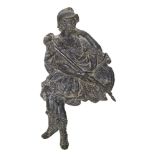 A lead plaque of a classically attired warrior, possibly from a coat of arms, 18th century, modelled