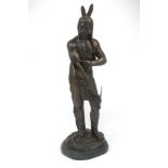 A large bronzed Native American sculpture, after Frederick Remington, 20th Century, raised on