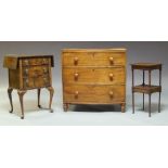 A Victorian mahogany bowfront chest, with three long graduated drawers, raised on turned feet,