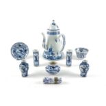 A Chinese blue and white porcelain coffee or chocolate pot, 18th century, possibly with a matched