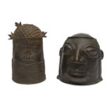 A Benin bronze head of a man, in the 18th century style for the alters of Oba, 20th century, 16cm