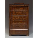 A French mahogany cabinet, 19th Century and later, with faux drawer cabinet door enclosing storage