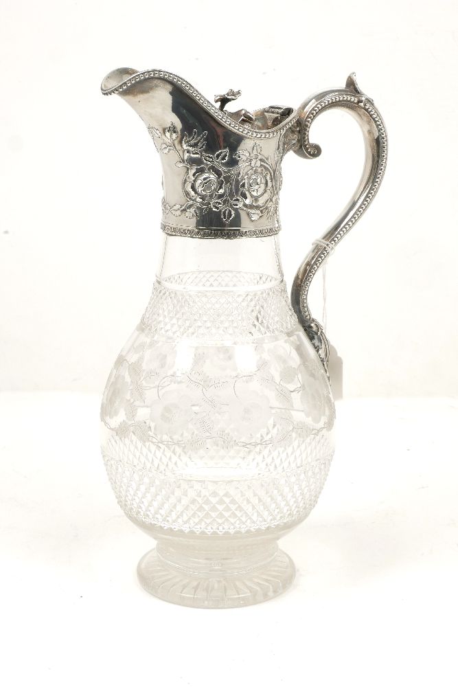 A Victorian silver mounted cut glass jug, London, c.1872, Barnard and Sons Ltd., the body