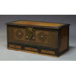 A hardwood and brass mounted Zanzibar chest, late 19th, early 20th Century, overall mounted with