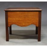 A Victorian mahogany and crossbanded bedside commode by Gillows of Lancaster, the square hinged