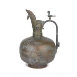 A Khorasan bronze ewer, Iran, 12th century, the body of globular form with a cylindrical neck and