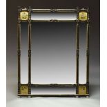 An Aesthetic movement ebonised and parcel gilt overmantle mirror, of rectangular form, with gilt and