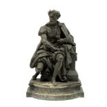 A 19th century bronze seated figure, possibly the Portuguese explorer Vasco de Gama, 44cm high100
