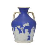 A Jasperware copy of the Portland vase, in the manner of Wedgwood, 19th century, impressed marks
