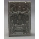 An Indian carved stone panel depicting Buddha, 20th century, 62cm high, 39cm wide300
