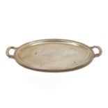 A large Tiffany & Co. sterling silver oval two handled tray, c.1915, with rounded rectangular