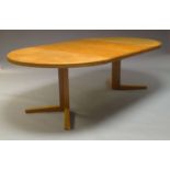 A Danish teak extending dining table by CJ Rosengaarden for Hojre , c.1970, the circular top, with