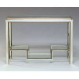 An Italian chromed and brass console table in the manner of Romeo Rega, c.1970, with rectangular