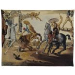 After Salvador Dali, Spanish 1904-1989- Bataille autour d’une Pissenlit, 1988; jacquard tapestry