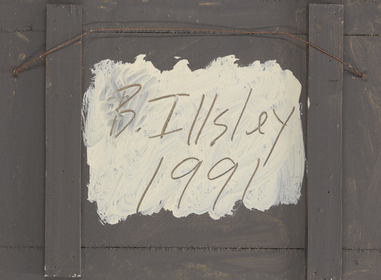 Bryan Illsley, British b.1937- Untitled blue and grey, 1991; mixed media, in artist's integral - Image 2 of 2