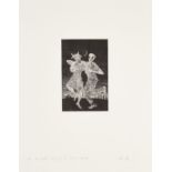 Derek Boshier, British b.1937- Two People Dancing in Mexican Masks, 1983; etching on Rives Chiffon