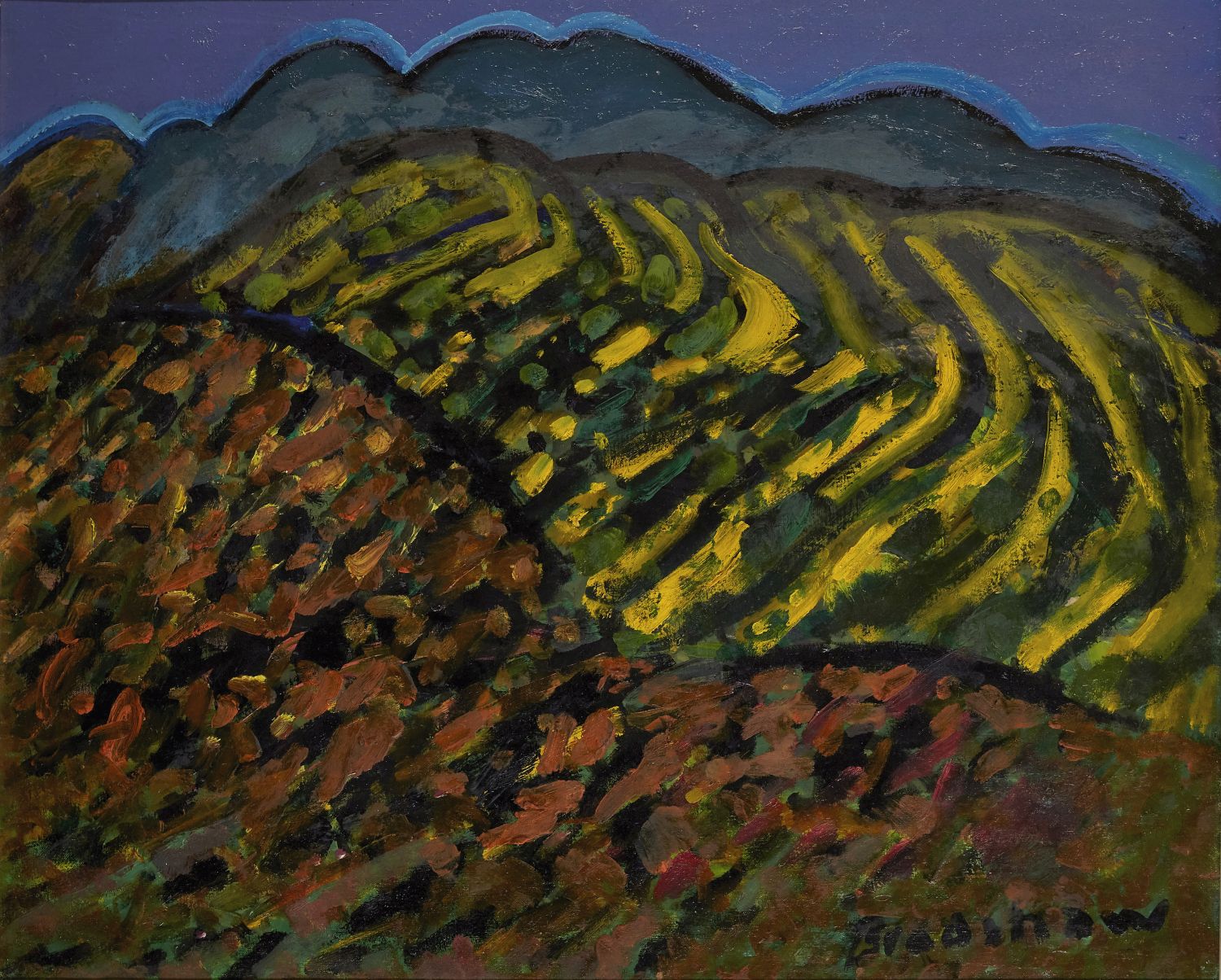 Brian Bradshaw, South African/British 1923-2016- Landscape in South Africa, circa 1990; oil on