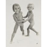 Norman Parkinson CBE, British 1913-1990- Brother and Sister Playing, vintage print, 25 x 20.5cm (