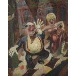 Expressionist School, 20th century- Dancers (recto), Impressionist River landscape (verso); oil on