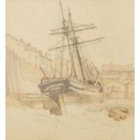 Eva Cohen, British 1907-2004- Brixham; pencil with touches of watercolour, bears inscribed label