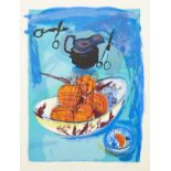 Chloe Cheese, British b.1952- Orange & Blue; lithograph in colours on wove, signed, titled and