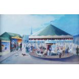 Jean Lucas, French School, 1874-1941- Fete Foraine; gouache on board, signed, 28x45cm (ARR)