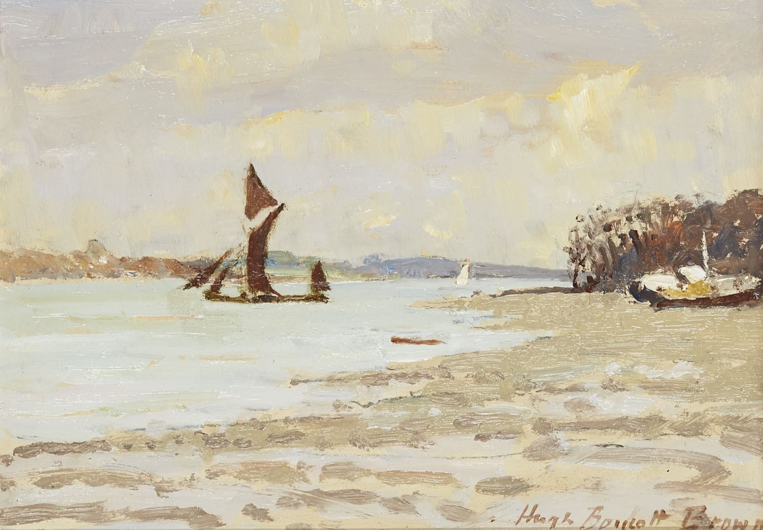 Hugh Boycott Brown RSMA, British 1909-1990- Port Haluguen, Quiberon, Brittany; and Low Tide, Pin