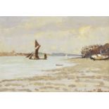 Hugh Boycott Brown RSMA, British 1909-1990- Port Haluguen, Quiberon, Brittany; and Low Tide, Pin