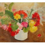 Avraham Azemon, Israeli 1916/18-2008- Still life of flowers; oil on board, signed and dated