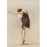 Hodges Soileau OPA, American b.1943- Dancer; oil on canvas board, signed in gold pen, 27.7 x 20cm