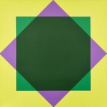 Simon Willis, British 1933-2003- Untitled (yellow, purple, green); acrylic on canvas, signed and