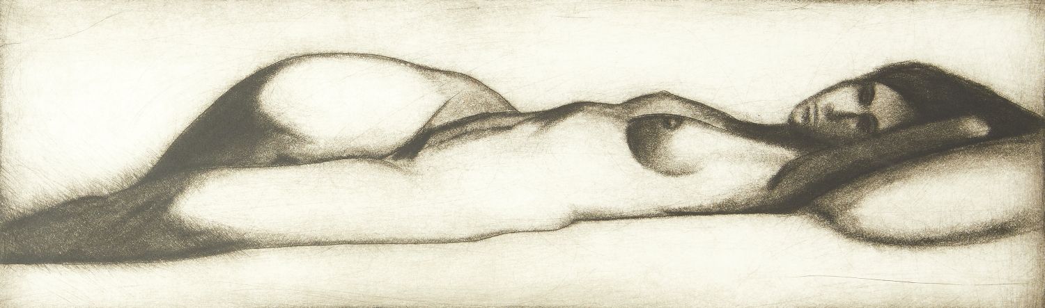 Italian School, late 20th/early 21st century- Reclining nudes in various poses; etchings, signed and