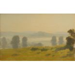 Philip Douglas MacLagan, British 1901-1972- River landscape; oil on board, 12 x 20cm (ARR)Please