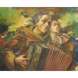 Jean d’Esparbes, French 1899-1968- The Accordionist; oil on canvas, signed, 60x73cm (ARR)Please
