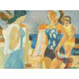 Roger Montané, French 1916-2002- Le bain du soir St Cyprien - Plage; oil on canvas, signed,