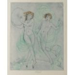 Edouard Jules Chimot, French 1880-1959- Two nymphs, c. 1925; etching with aquatint, signed within