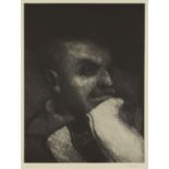 Bill Jacklin RA, British b.1943- Man with Bib, 1982; etching on Fabriano Rosaspina Avorio wove,